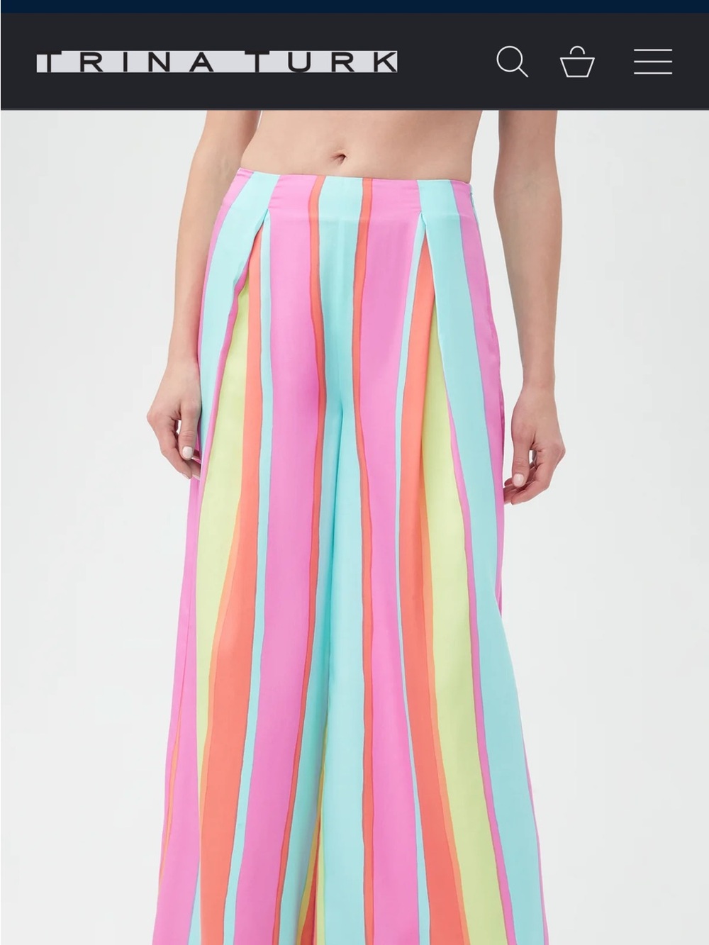 Trina Turk Multicolor Vertical Stripe Wide-Leg Pants